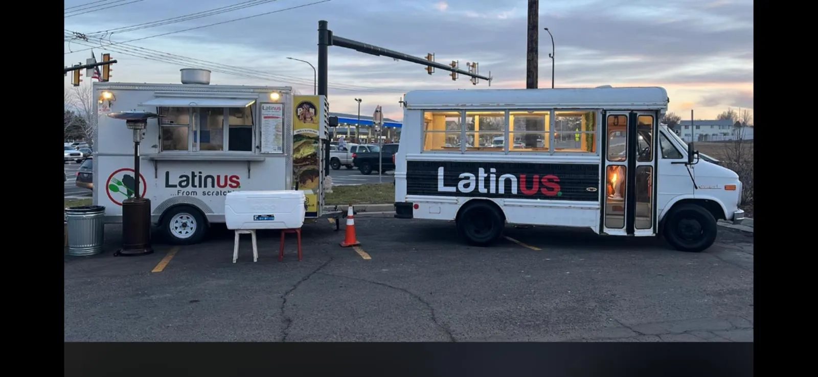 The Latinus food truck and Gastrobus side by side in Utah